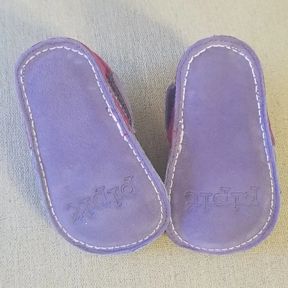 Pipit Toddler Flower Suede Shoes in Lilac/Fuschia